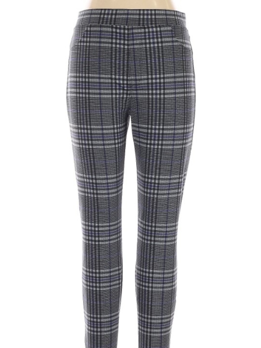 Sanctuary Slim Plaid Skinny Pants - Gray & Black with Purple Accents